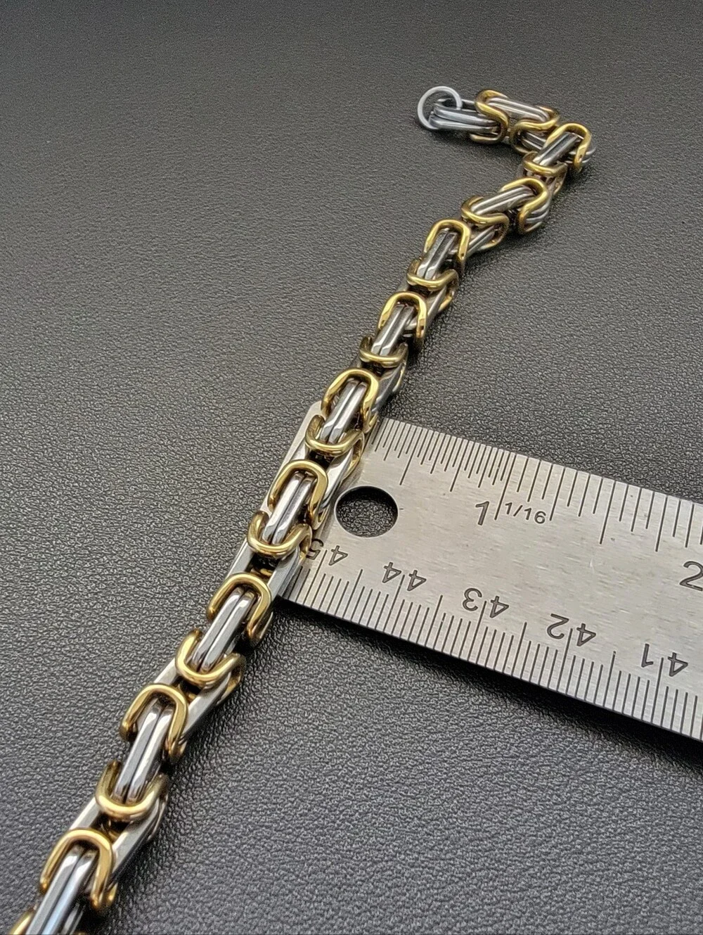 EDFORCE Two Tone Byzantine Link Bracelet Stainless Steel Gold Silver Tone Men's